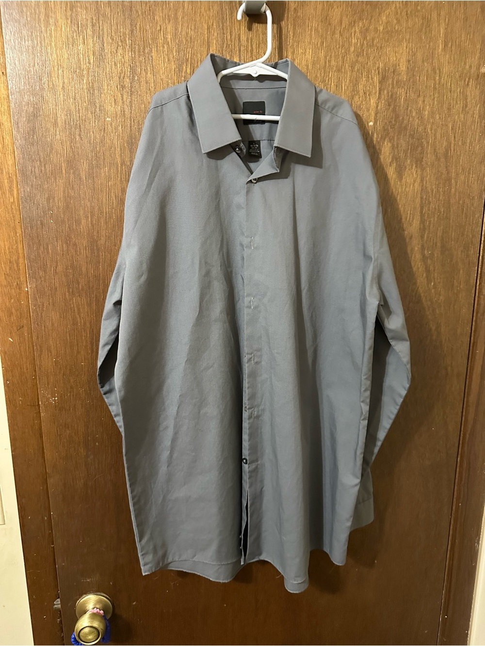 JF J.Ferrar Men's Slim Fit Grey Dress Shirt